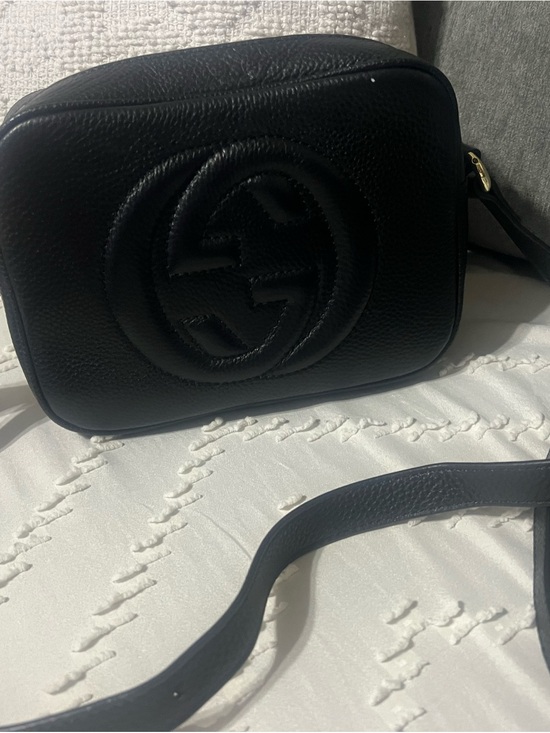 Gucci Handbags - Gucci Black Pebbled Leather Interlocking G Crossbody Bag